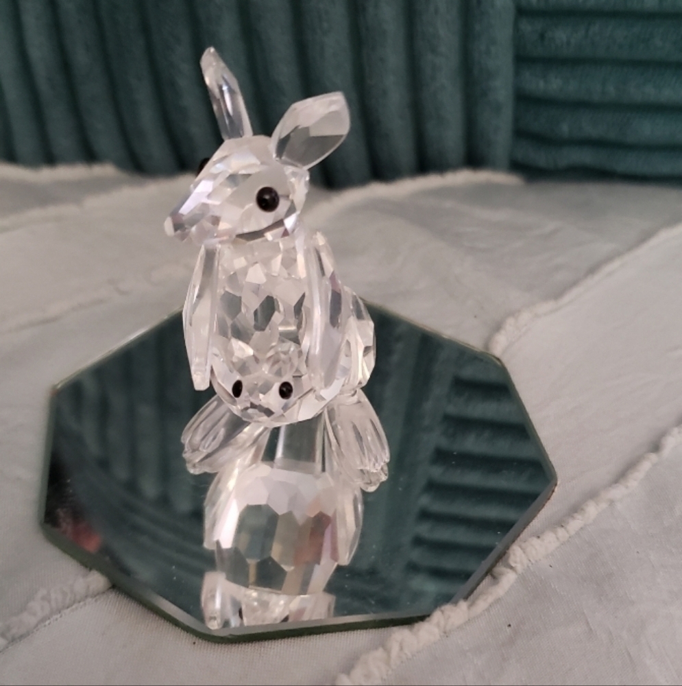 Crystal Kangaroo With Baby Joey Animal Figurine Home Decor Collectible 181756